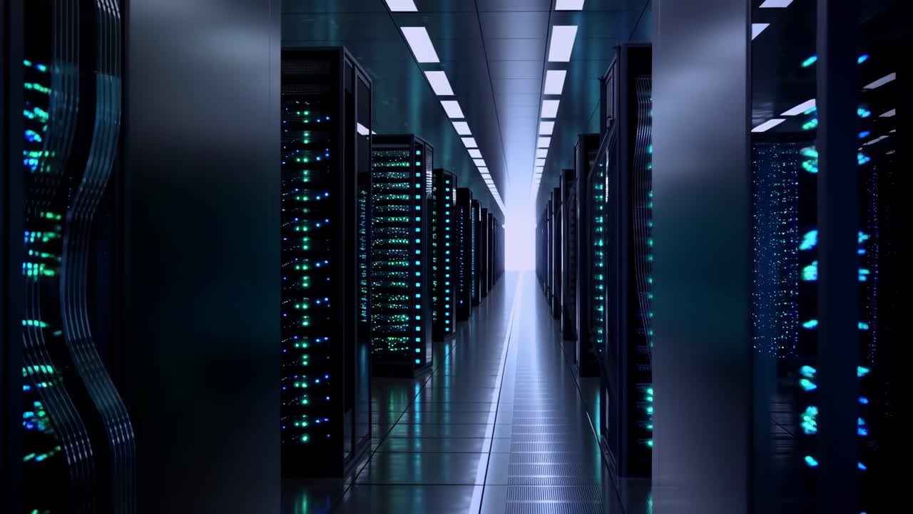 A data center with rows of servers