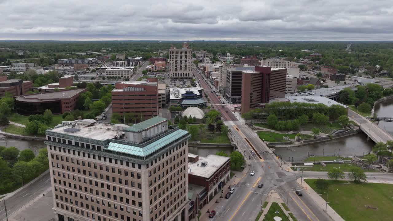 Flint Michigan Aerial Drone Hyperlapse right to left