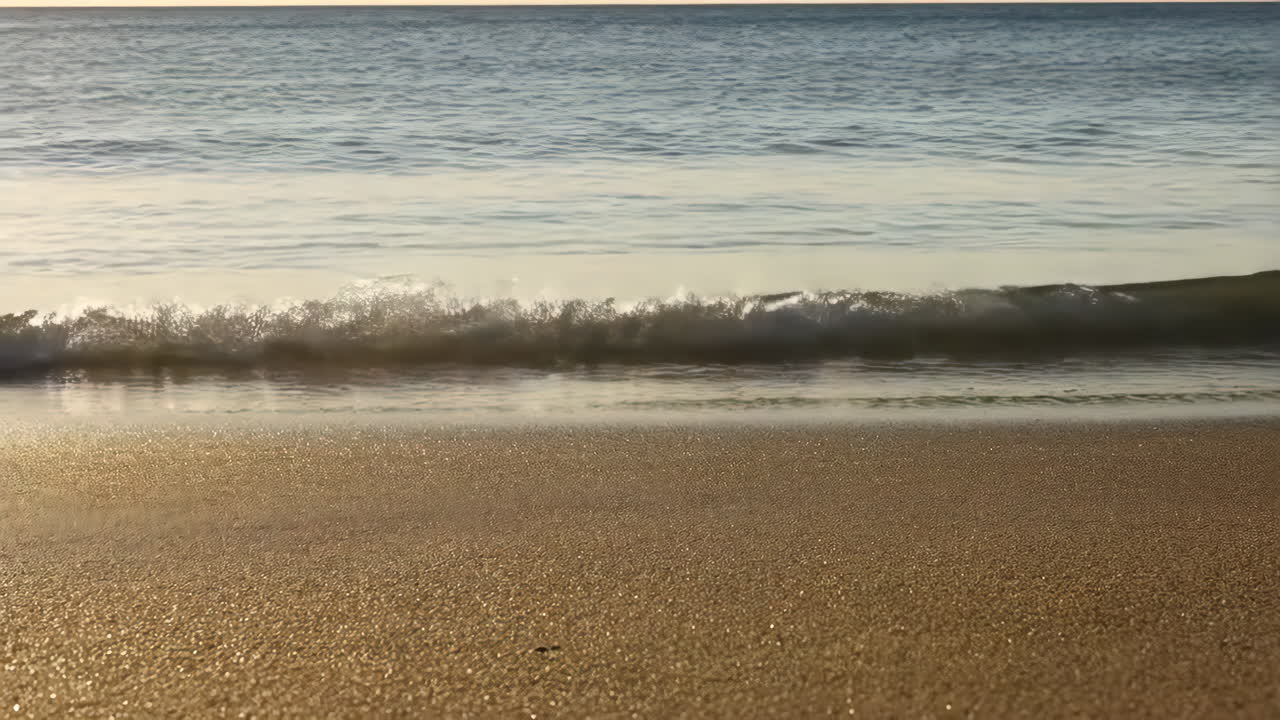 Tranquil Waves on a Sandy Beach at Golden Hour