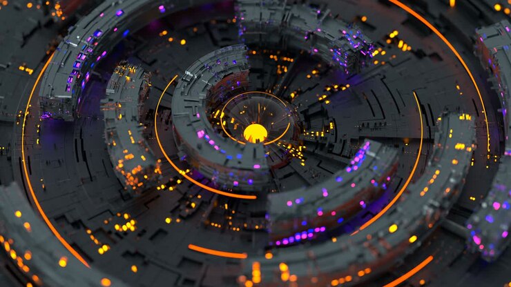 Rotating circle elements seamless loop 3D render animation