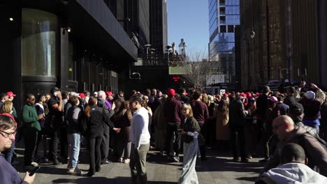 large crowd gathers in new york city