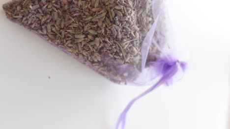 dried lavender in a purple mesh bag