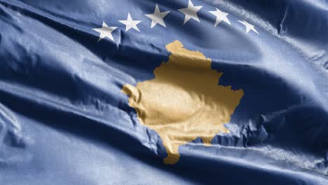 kosovo textile flag slow waving on the wind loop. kosovsky banner smoothly swaying on the breeze. fabric textile tissue. full filling background. 20 seconds loop.