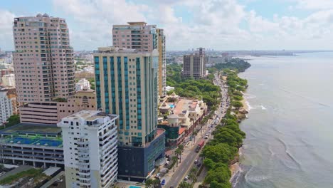 george washington avenue, malecon center in santo domingo, dominican republic - aerial shot