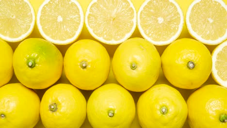 slicing lemons stop motion. sliced lemons top view.