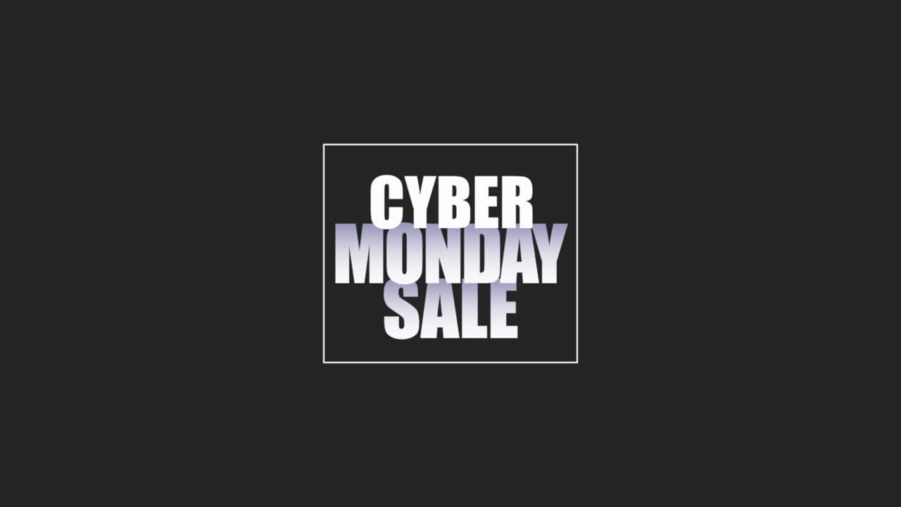 Cyber Monday Sale in white frame on black modern gradient