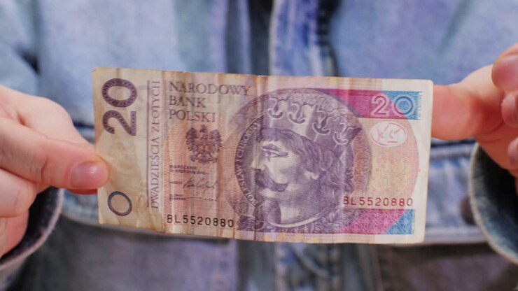 100 200 Polish money Zloty zl pln as financial background. Saving concept. High quality 4k footage