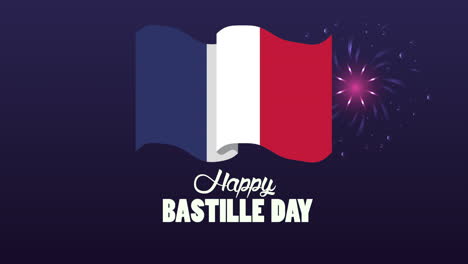 gelukkige bastille day viering met franse vlag en vuurwerk