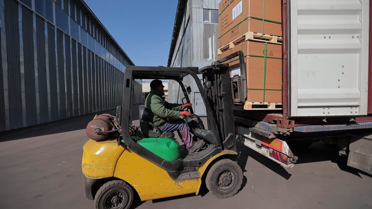 Forklift Loading Container with Solar Panels