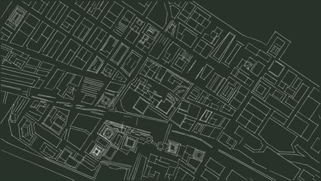 rotation of architectural layout sketch blueprint drawing of a city animation