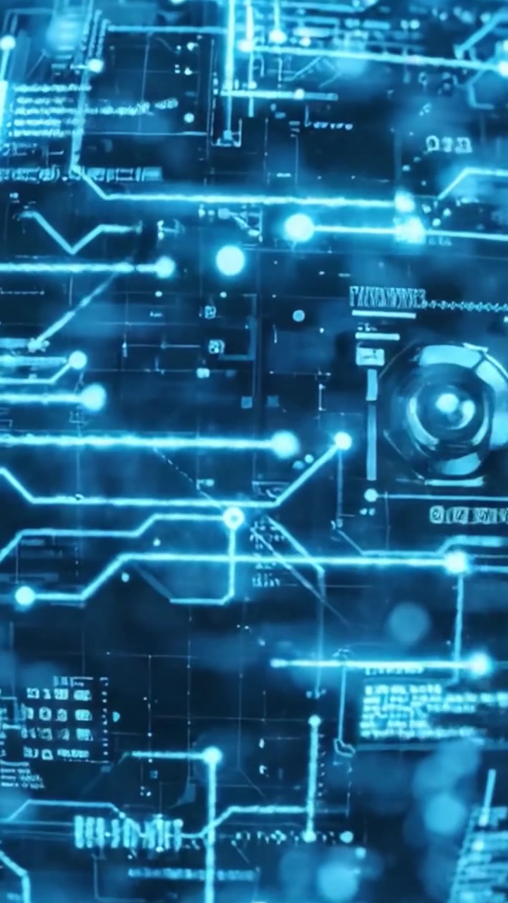 En højteknologisk glødende kugle fyldt med digitale datastrømme og kredsløbsmønstre, der repræsenterer avanceret teknologi og informationsnetværk.