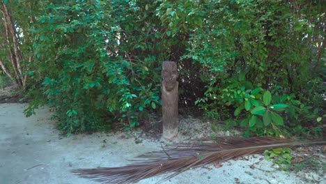 estatua de madera en el bosque tropical en la isla saona