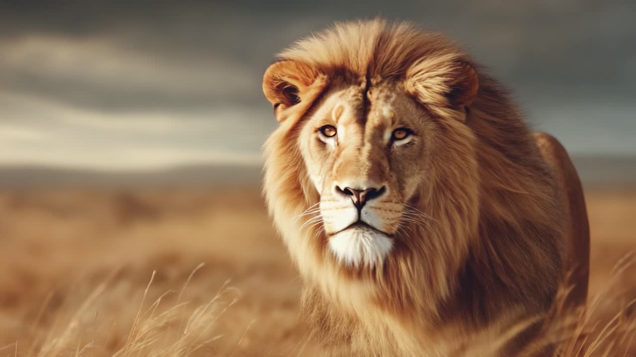 A Majestic Lion Observing its Surroundings with an Intense Gaze: A Glimpse into the Wild, Capturing the Raw Beauty and Strength of Nature's King