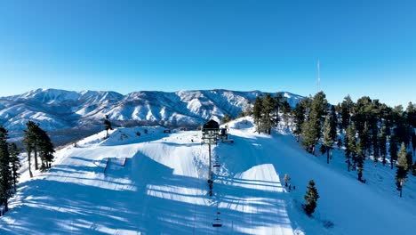 aerial view of mountain ski resort with beautiful winter landscape