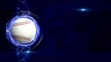 baseball ball in blue abstract particles ring, rendering, animation background, loop