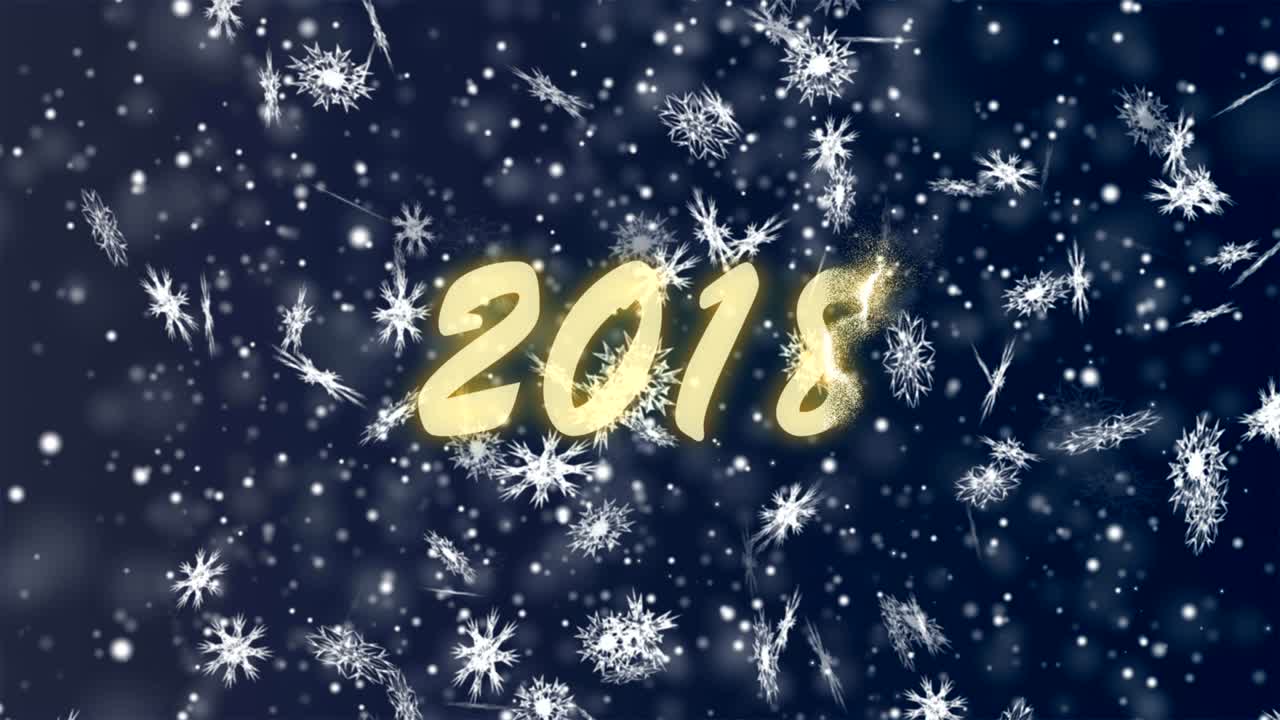 New Year 2018 from snowflakes on a blue background. Christmas and New Year seamless looping animation.