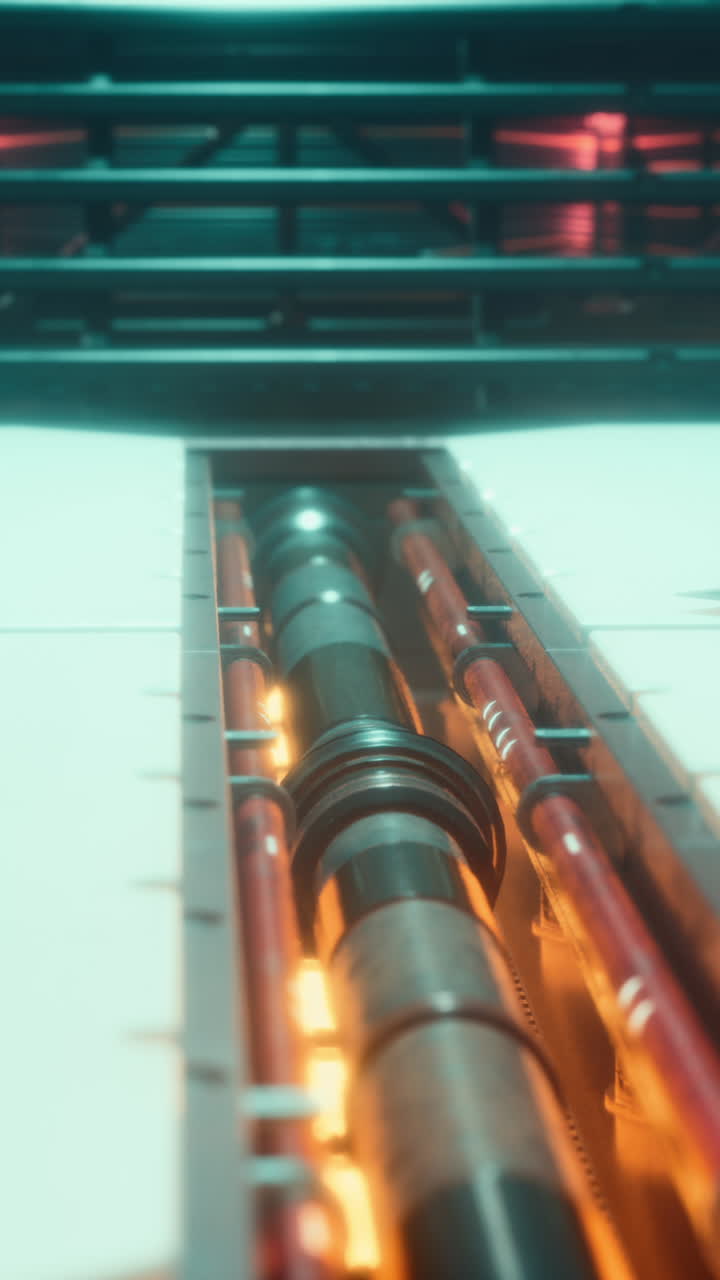 tuberías brillantes en un corredor futurista