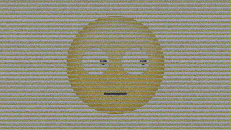 animación digital de tv efecto estático sobre emoji de cara confusa contra un fondo negro