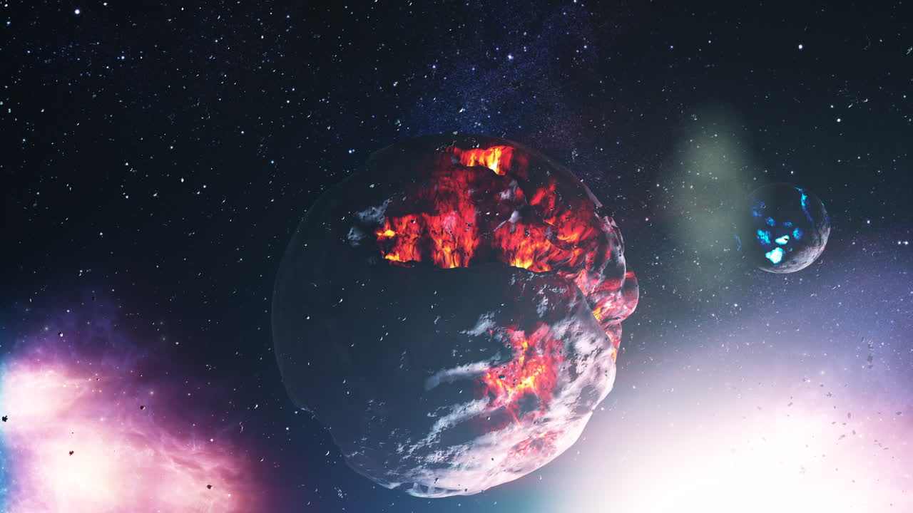 planeta en colisión en el espacio exterior