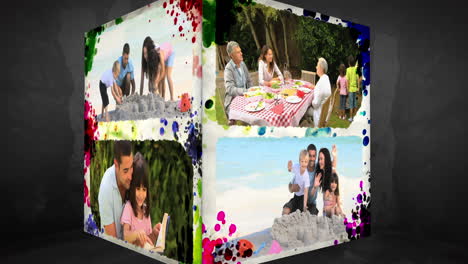 cubo de animación en 3d de las vacaciones familiares
