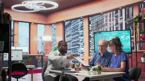 senior clients receiving guidance and counseling advice on pension planning