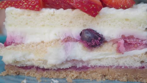 close-up of a delicious strawberry and blueberry layered cake