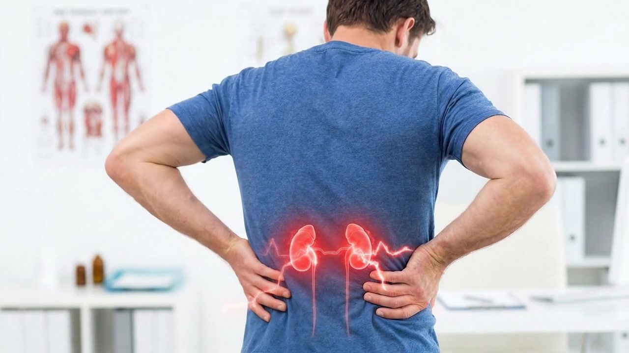 Male Torso Back View Highlighting Renal Kidney Organs