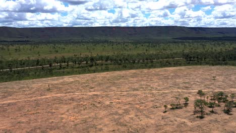 drought caused by deforestation of the brazilian savannah - aerial flyover