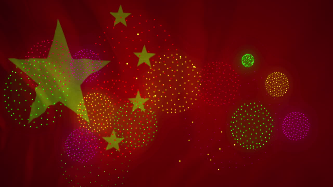 animación de fuegos artificiales sobre la bandera de china