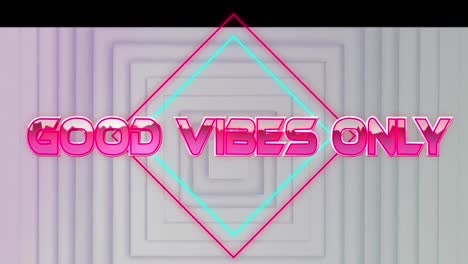 animation of good vibes only text over white geometrical background