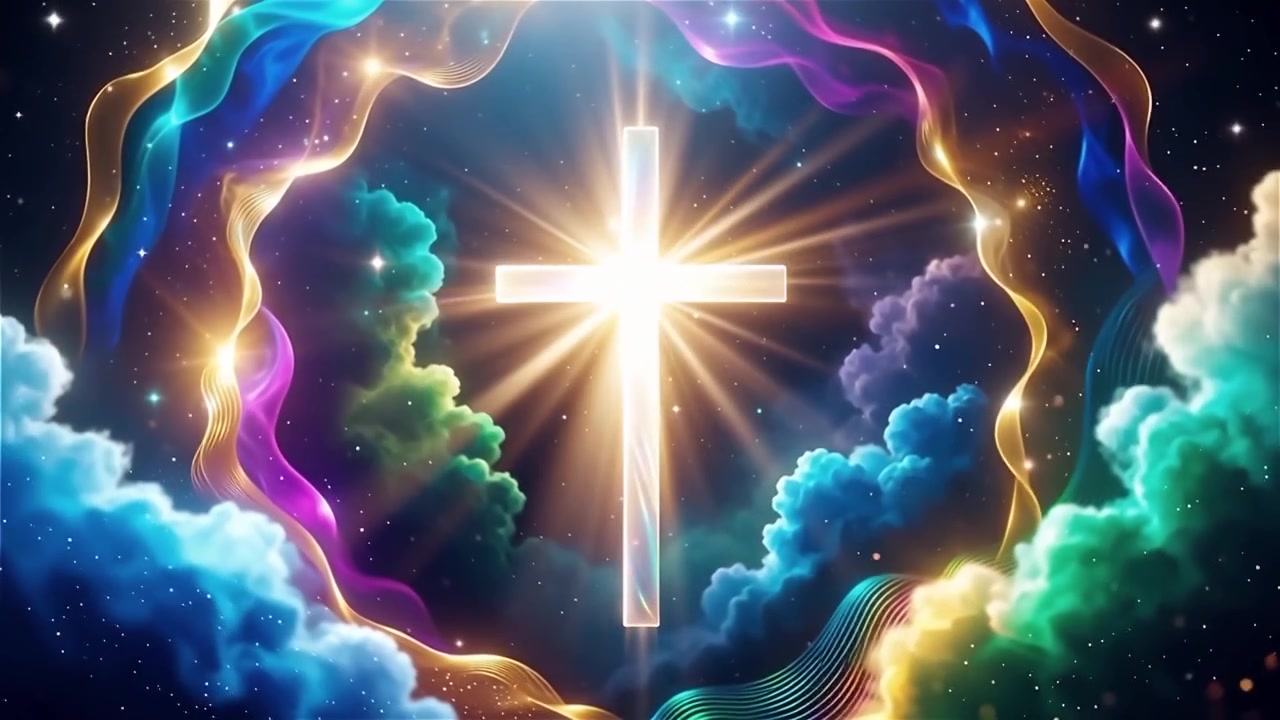 Christian Cross Heavenly Light Worship Background