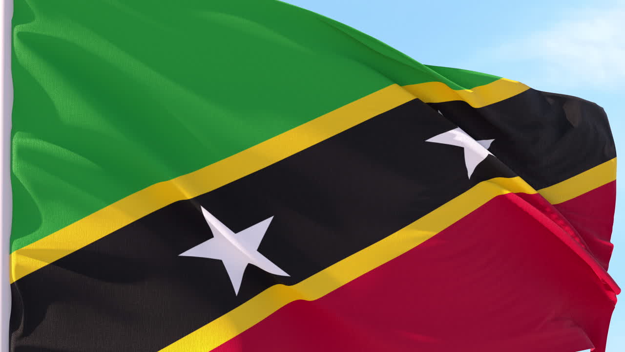 Bandiera di Saint Kitts e Nevis che sventola al vento