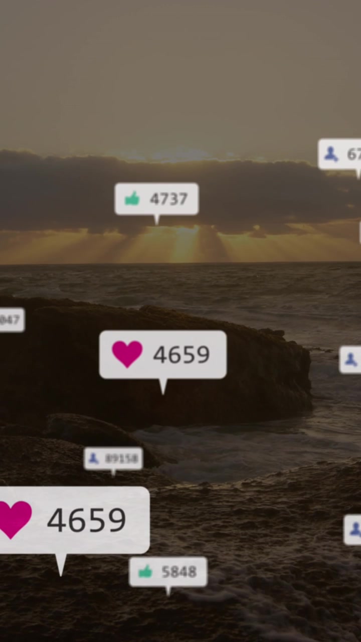 Animation of social media data processing over landscape