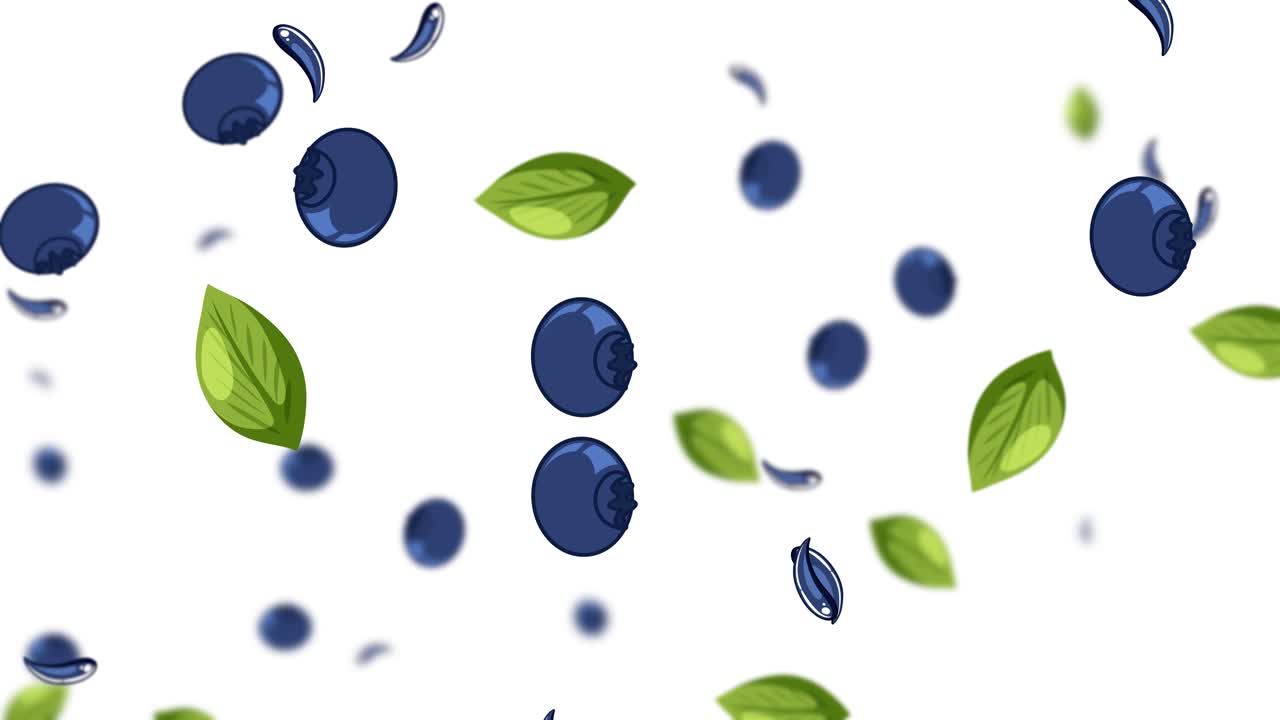 Blueberries and leaves pattern