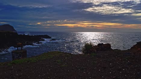 Stunning-Shot-Of-Tenerife-Island-After-Sunset-Time,-Canary-Islands,-Spain