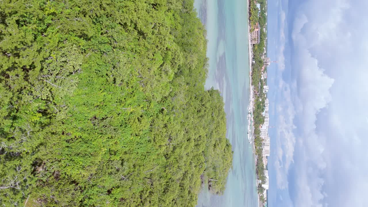 la isla de la matica es un hábitat de aves en la zona turística de la playa en boca chica, república dominicana.