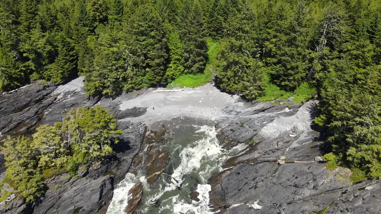 imágenes aéreas suaves en 4k sobre la bahía de botánica en la isla de vancouver