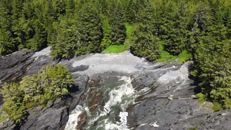 Smooth-aerial-footage-in-4k-above-botany-bay-on-Vancouver-Island