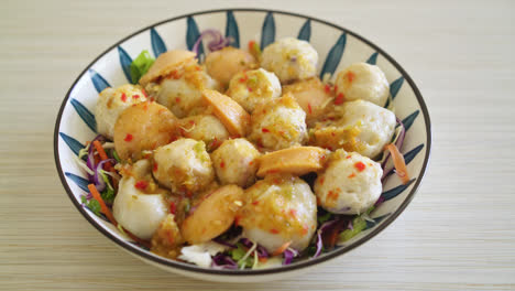 meatball and fishball spicy salad - healthy food style