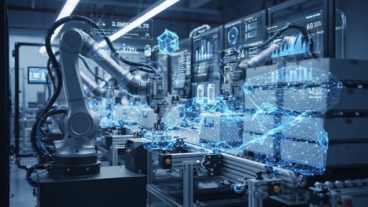 Advanced Robotics in Manufacturing: Precision Automation with Robotic Arms Operating Seamlessly on an Assembly Line for Efficient Production and Quality Control