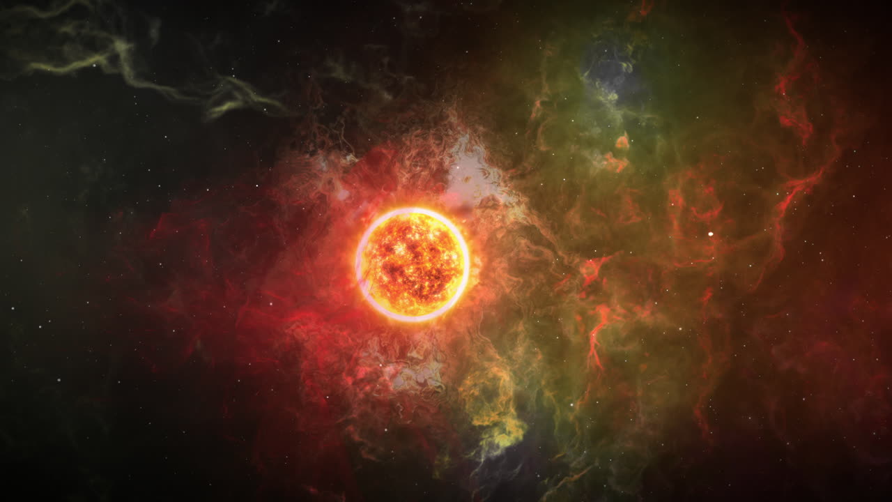 estrella de fuego en una nebulosa