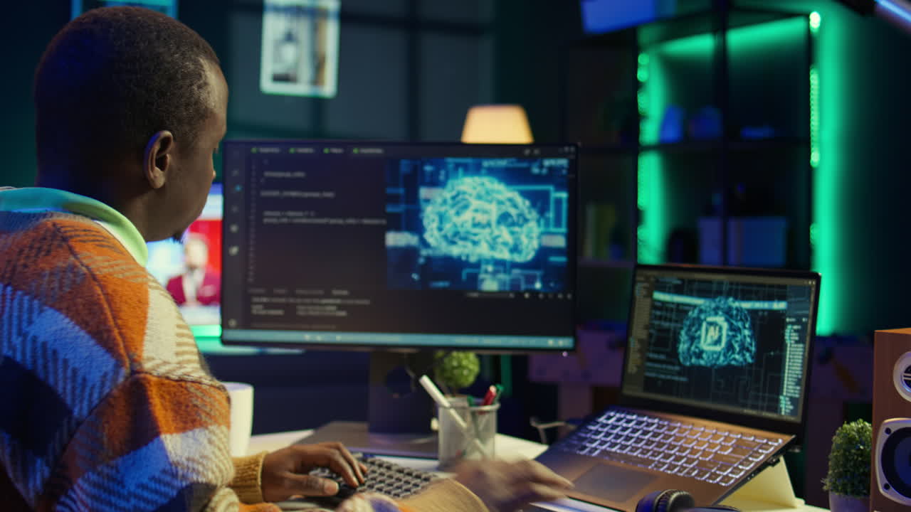 hombre trabajando en la computadora en el escritorio