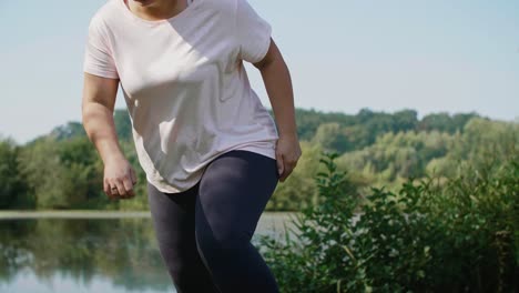 woman running in public park