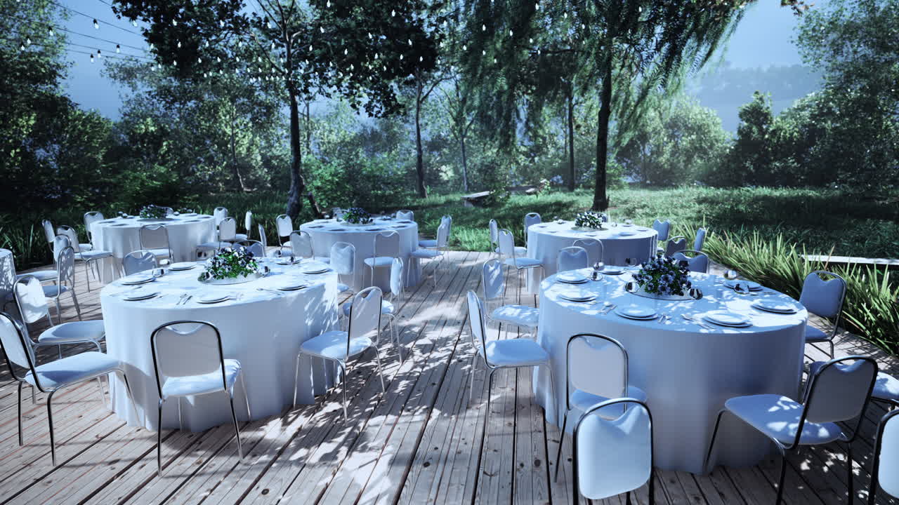 카페 레스토랑에서 야외 파티오 의자와 테이블