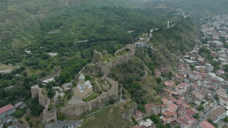 tbilisi landscape, ruins of the narikala fortress and the st