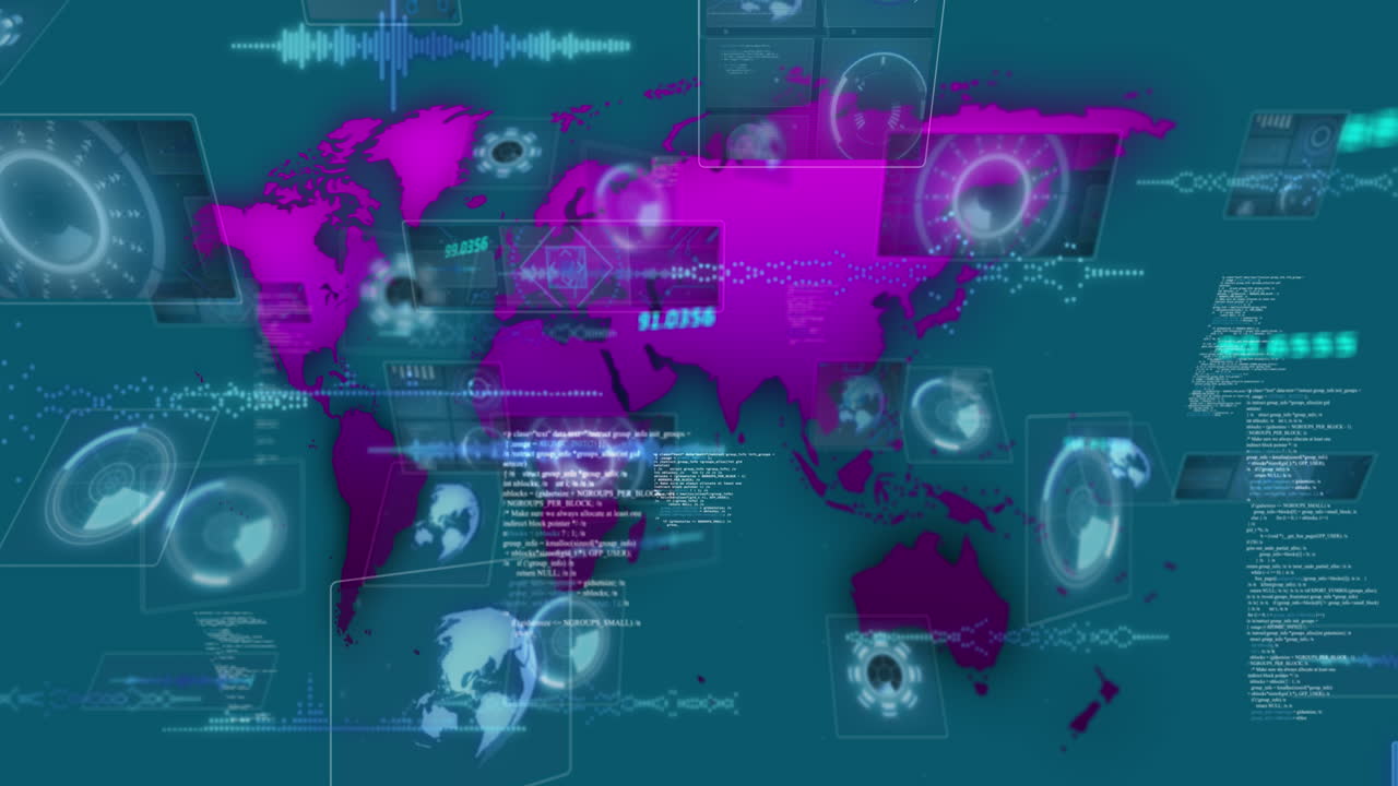 animación del procesamiento de datos sobre fondo azul
