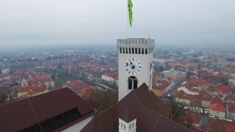 fly over ljubljana castle, one of the most important landmarks of the city, slovenia