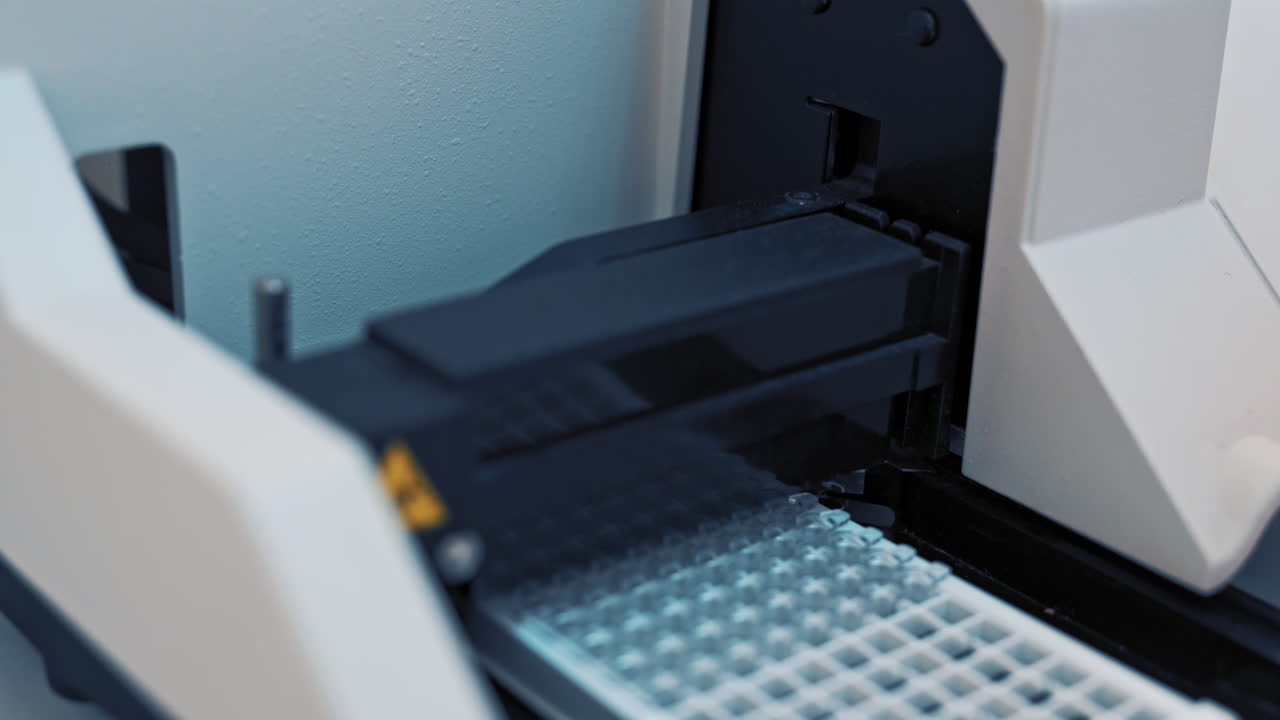 Blood research in scientific workplace. Professional medical analizer at the laboratory