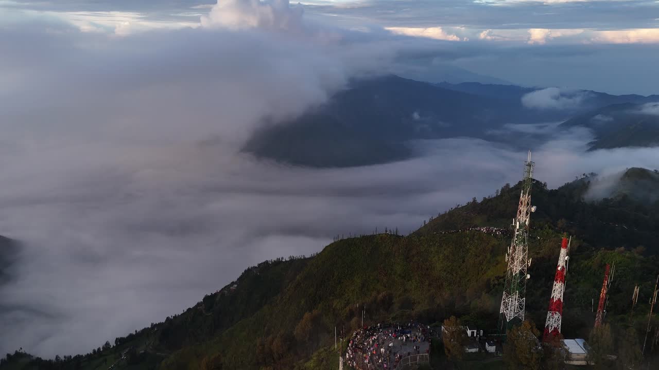 Aerial drone view of Mount Bromo east java indonesia active volcano Tengger mountains