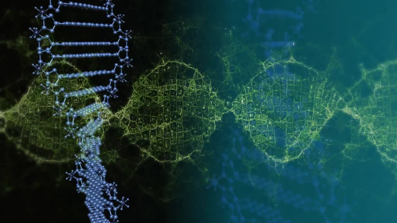 animación de cadenas de adn girando sobre cadenas de adn girando